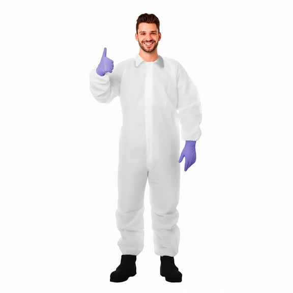 Disposable Coveralls 25 count X-Large 70 GSM Polypropylene White with Front Zipper