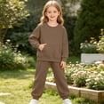 thumbnail image 5 of ITSAME Girls 2 Piece Long Sleeve Crewneck Sweatshirt and Jogger Sweatpants Set Kids Casual Athletic Outfit Size 14, 5 of 9