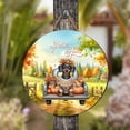 thumbnail image 4 of Hello Fall Autumn Dachshund Pumpkins Pickup Truck Round Wood Sign Wiener Dog Lover Gifts Idea Hanging Wall Home Decor - 13011, 4 of 5
