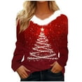 thumbnail image 2 of Winter Trending Talove Christmas Shirts for Women Long Sleeve Pullover Tops Graphic Cotton T Shirts Fall Trendy Tops 2025, 2 of 4