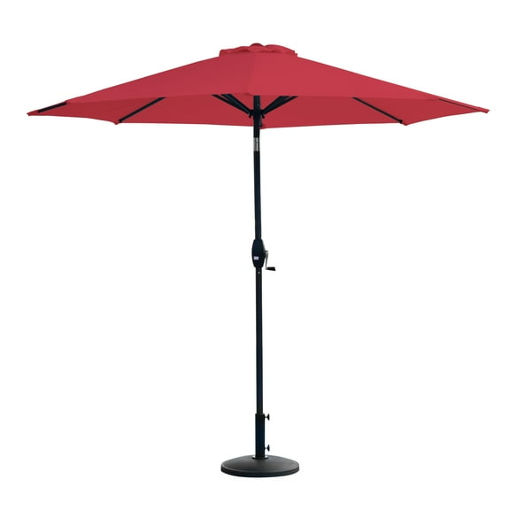 WestinTrends Paolo 9 Ft Patio Umbrella with Base Included, Market Table Umbrella with with 30 Pound Solid Round Concrete Base, Red