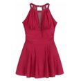 thumbnail image 1 of Traje de baño de una pieza con escote en V profundo para mujeres con estilo: listo para la piscina, talla S, vestido de baño con cuello halter de malla roja, 1 of 8