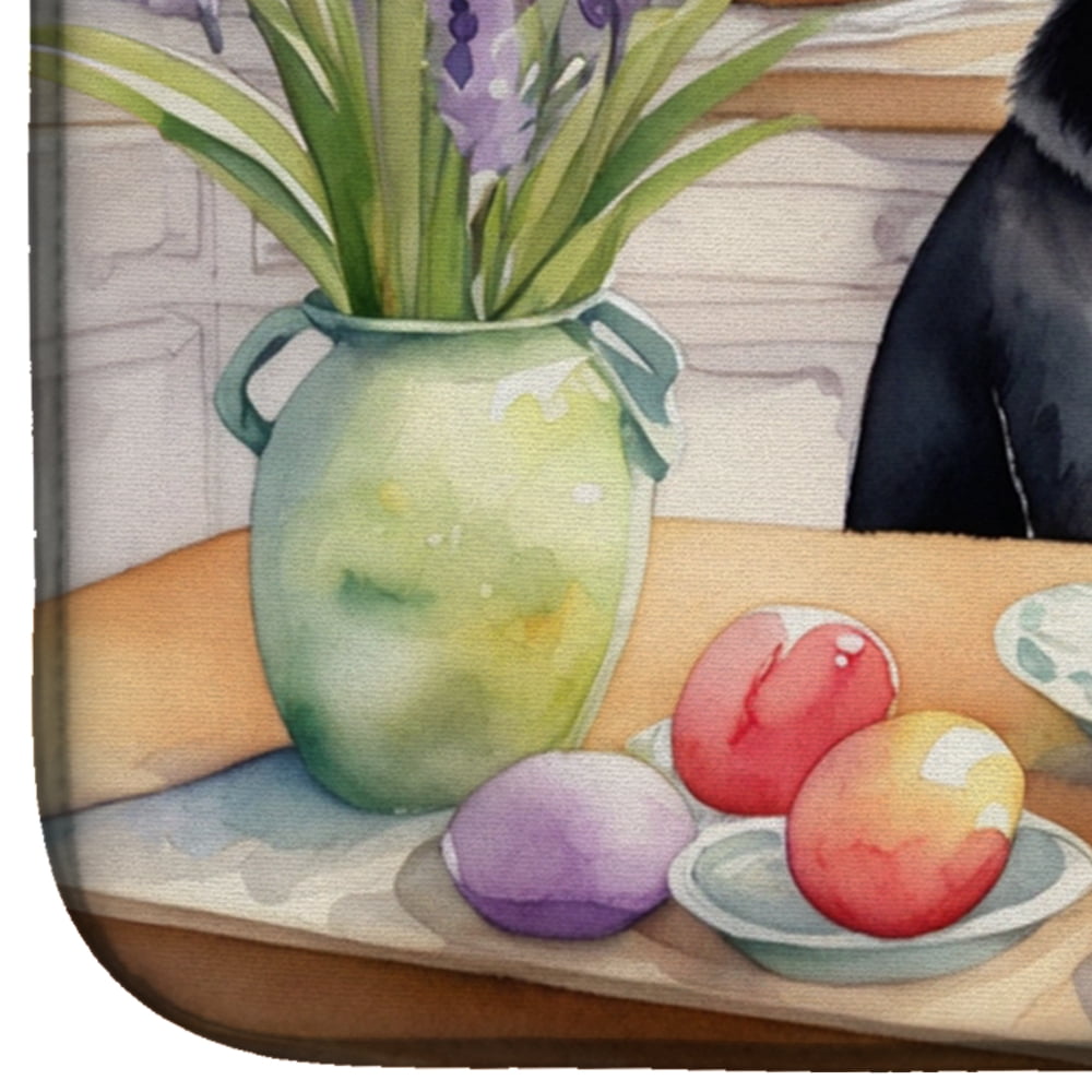 Decorating Easter Black Labrador Retriever Dish Drying Mat 14 in x 21 in