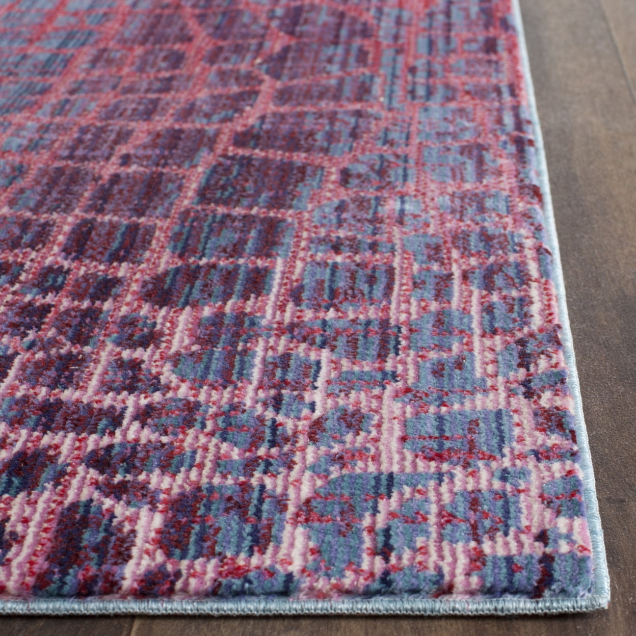 SAFAVIEH Valencia Nurten Abstract Polyester Area Rug, Blue/Fuchsia, 2' x 3'