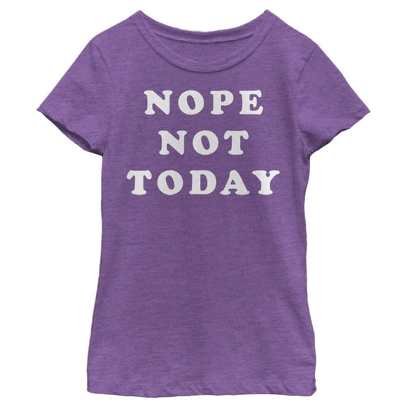 Girl's Lost Gods Nope Not Today Motto Text  Graphic Tee Purple Berry Medium