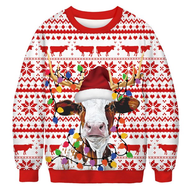 Cow holiday shop sweater