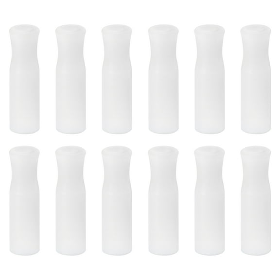 12pack Silicone Straw Tips, Soft Reusable Straws Tips Fit for 1/4 Inch(6mm) OD Stainless Steel Straws, White