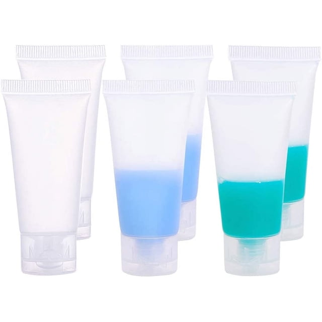Paquete de 30 tubos vacíos transparentes de 20 ml (0,67 oz). Envases cosméticos transparentes y flexibles. Tubos de plástico rellenables para champú, limpiador facial y muestras de maquillaje.