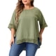thumbnail image 1 of Blusas Casuales de Manga Corta de Encaje de Talla Grande para Mujeres Agnes Orinda, Cuello Redondo, 4X, Verde Ejército, 1 of 6