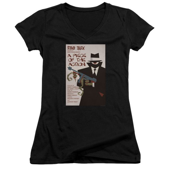 Star Trek Tos Episode 46 Junior Women's V-Neck T-Shirt Black