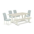 thumbnail image 2 of East West Furniture V-Style 6-piece Wood Dining Set with Linen Seat in White, 2 of 6