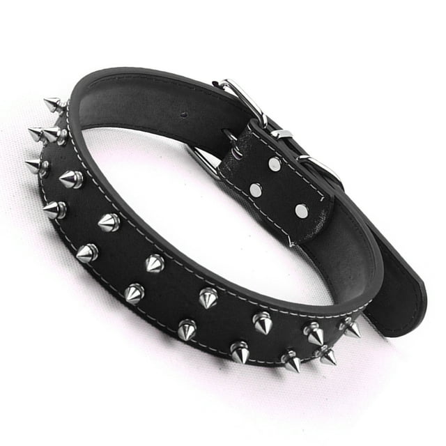 Dog Collar, Fashionable Punk Style Lightweight Dogs Collar with Spikes Practical PU Leather Adjustable Studded Rivet Choker for Medium to Large Dogs
