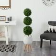 thumbnail image 3 of Nearly Natural 51" Plastic Boxwood Artificial Topiary, Green, 3 of 4