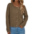 thumbnail image 3 of Cardigan de Punto PRETTYGARDEN en Caqui Oscuro, Talle S, 3 of 8