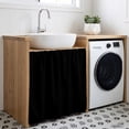 thumbnail image 3 of Black Cabinet Curtains for Kitchen 35"W x 35"L, Solid Color Laundry Sink Cabinets Magic Tape Short Curtain Privacy Panel for Bathroom Vanity Cabinets, 3 of 9