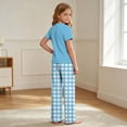 thumbnail image 6 of ITSAME Girls Outfits 2-Piece Crewneck T-Shirt and Plaid Pants Kids Casual Home Clothes Set Light Blue Size 7, 6 of 9