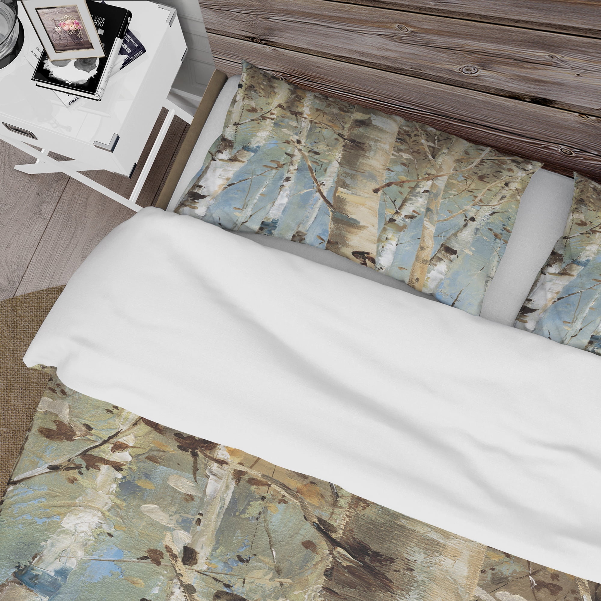 Designart 'White Birch Forest II' Farmhouse Duvet Cover Set