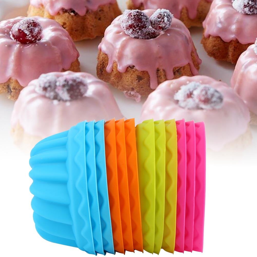 FAGINEY 12Pcs Mini Pumpkin Silicone Cupcake Baking Cups Nonstick Pastry