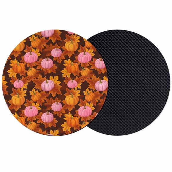 Pink Pumpkin Fall Coasters Set of 2, Absorbent Coasters for Drinks, Thanksgiving Maple Leaves Autumn Coaster for Desk Coffee Table Protection, Home Decor House Warming Gifts 4"