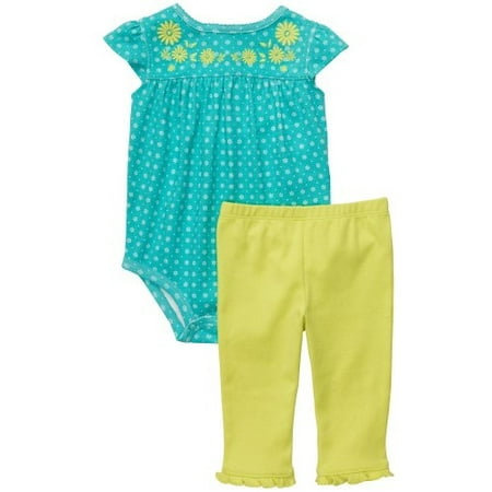 Combo Outfit - Carter's Baby Girls' Cute & Comfy 2 Piece Pant Set - Turquoise (Newborn)