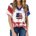 thumbnail image 1 of Camisas de Manga Corta para las Mujeres Día de la Independencia Blusas Estampado Cuello en V Top, Blusas para las Mujeres Casual, 1 of 5