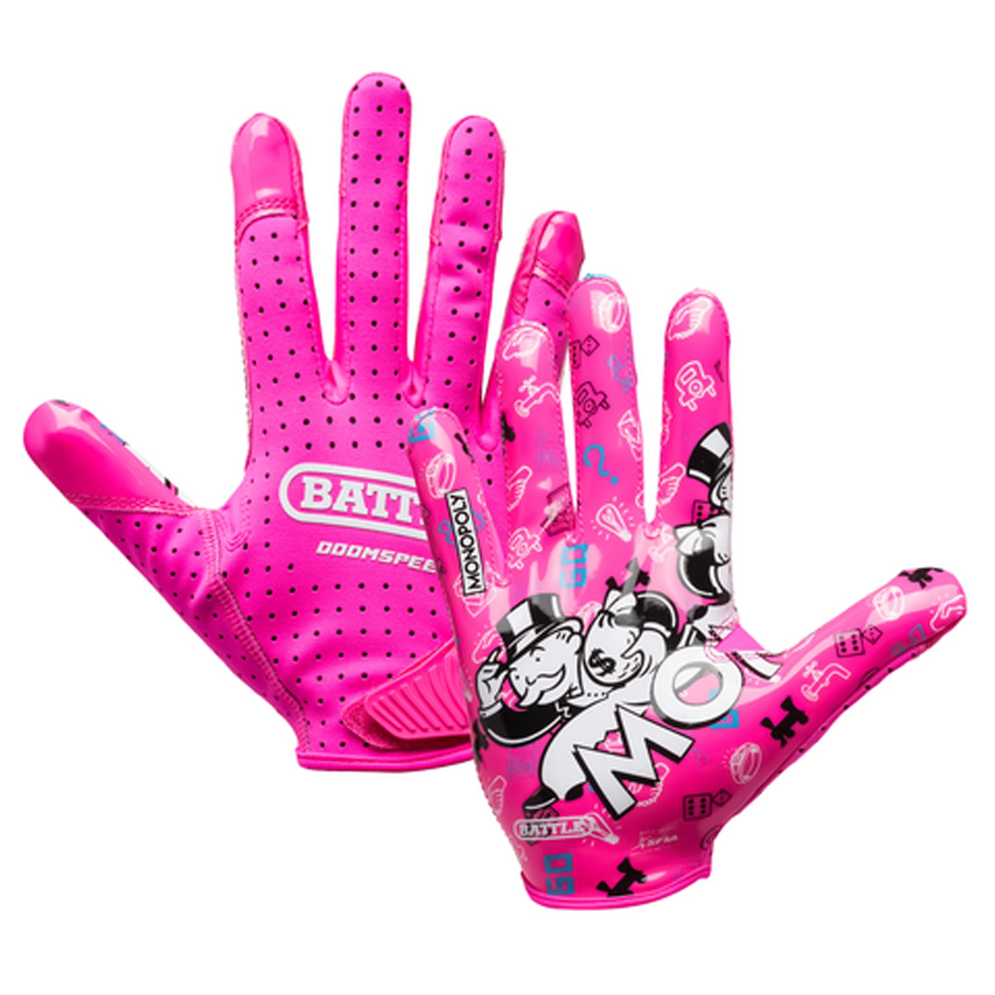 Battle Sports Adult  "Money Man 3.0"  Doom Speed Receiver Football Glove - Pink - 2XL