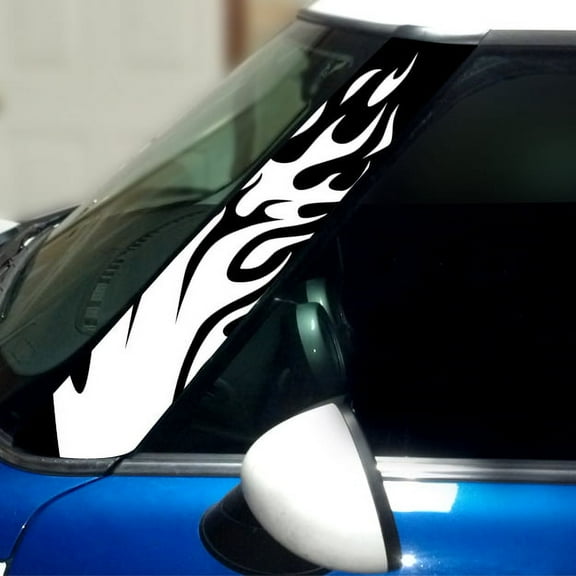 Flames Pillar Vinyl Decals for 1st Gen MINI Cooper - Set of 2 - Choose Color - [WHITE]