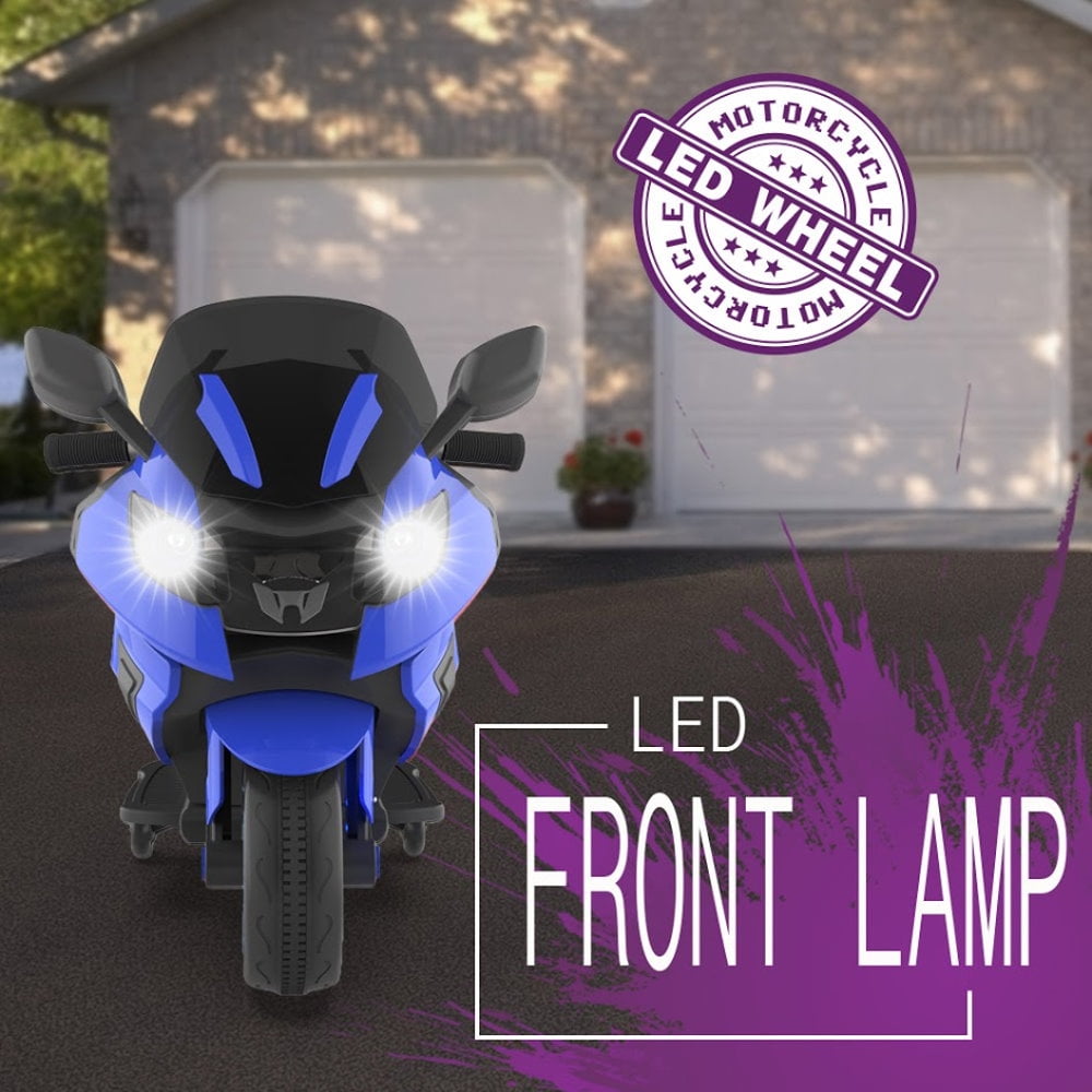hoverheart kids electric power motorcycle 6v ride on bike blue