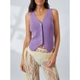 thumbnail image 2 of SUNSIOM Women's Knitted Vest Solid Color V-Neck Button Down Lightweight Sweater Waistcoat, 2 of 6
