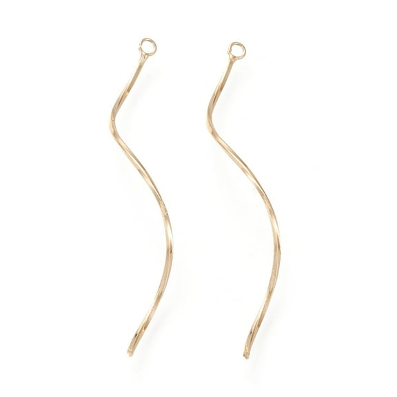 10 pc Brass Big Pendants Long-Lasting Plated Twist Real 18K Gold Plated 58x0.8mm Hole: 1.8mm