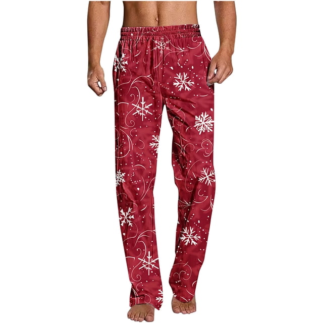 Atogsazn Men's Christmas Plaid Pants Casual Loose Cotton Elastic Waist Pants Spring Fall Baggy Wide Leg Trousers C-Multicolor XL Fashion