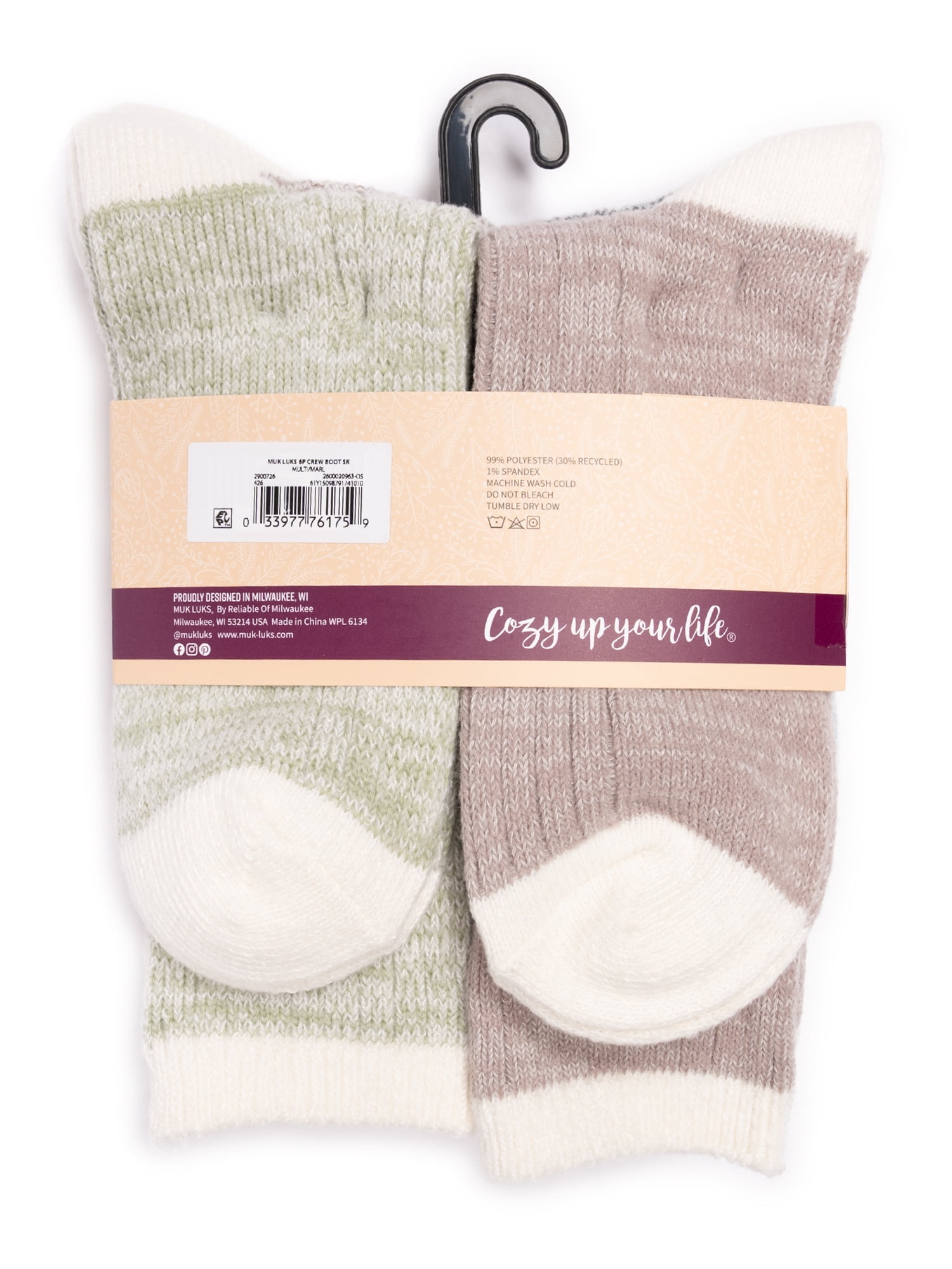MUK LUKS Women's Fluffy Dream Crew Socks, 6-Pack, One Size