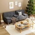 thumbnail image 2 of Homall Futon Sofa Bed Adjustable Futon Couch Fabric Modern Sleeper Sofa Bed for Living Room, Business Office, Recliner Sofa with Cup Holders, 2 of 7