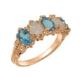 thumbnail image 1 of LBG British Made 9k Rose Gold Natural Blue Topaz & Opal Womens Eternity Ring - 33 size options - Size 9, 1 of 8
