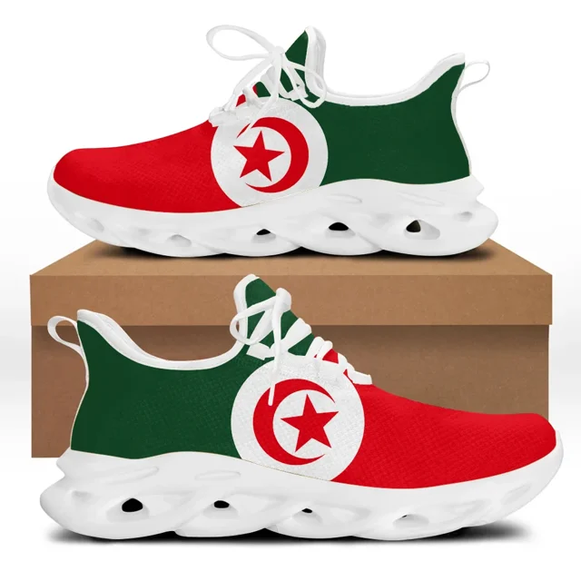 Zapatos planos informales con diseño de la bandera de Argelia para mujer, zapatillas de deporte a la moda con cordones, zapatos para caminar, calzado de playa para mujer