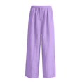thumbnail image 4 of Ticikt Girls Solid Wide Leg Pants, Drawstring Elastic Waist Casual Loose Fit Long Trousers with Side Pockets for Kids,Purple, 4 of 4