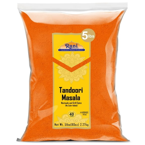 Rani Tandoori Masala (Natural, No Colors Added) Indian 11-Spice Blend 80oz (5lbs) 2.27kg Bulk ~ Salt Free | Vegan | Gluten Friendly | NON-GMO | Kosher | Indian Origin
