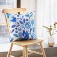 thumbnail image 5 of LALILO Throw Pillow Covers Watercolor Floral Botanical Blue Floral Cushion Cover 18" x 18", 2 Pack, 5 of 6