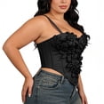 thumbnail image 5 of POUNOO Womens Floral Corset Tops Slim Fit Spaghetti Strap 3D Floral Applique Casual Tops Party Style Bustiers Gift, 5 of 9