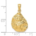 thumbnail image 2 of 14k Gold Oyster Shell 2-d / Textured and High Polish Charm 27x16.3mm Wide 4.2mm Thick Pendant Necklace for Women, 2 of 2