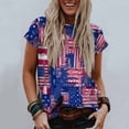 thumbnail image 6 of QLEICOM Womens 4th of July Tops Independence Day Popular American Flag Printed T-shirt Flag Printing Round Neck Print Summer Loose Fitting Tee Tops Blouses Blue XL, 6 of 6