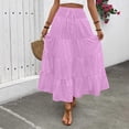 thumbnail image 5 of Gamivast Maxi Skirts for Women High Waisted Smocked Elastic Waist Drawstring Tiered Ruffle Flowy Skirt Casual Loose Boho Long Pleated Skirt Beachwear, 5 of 8