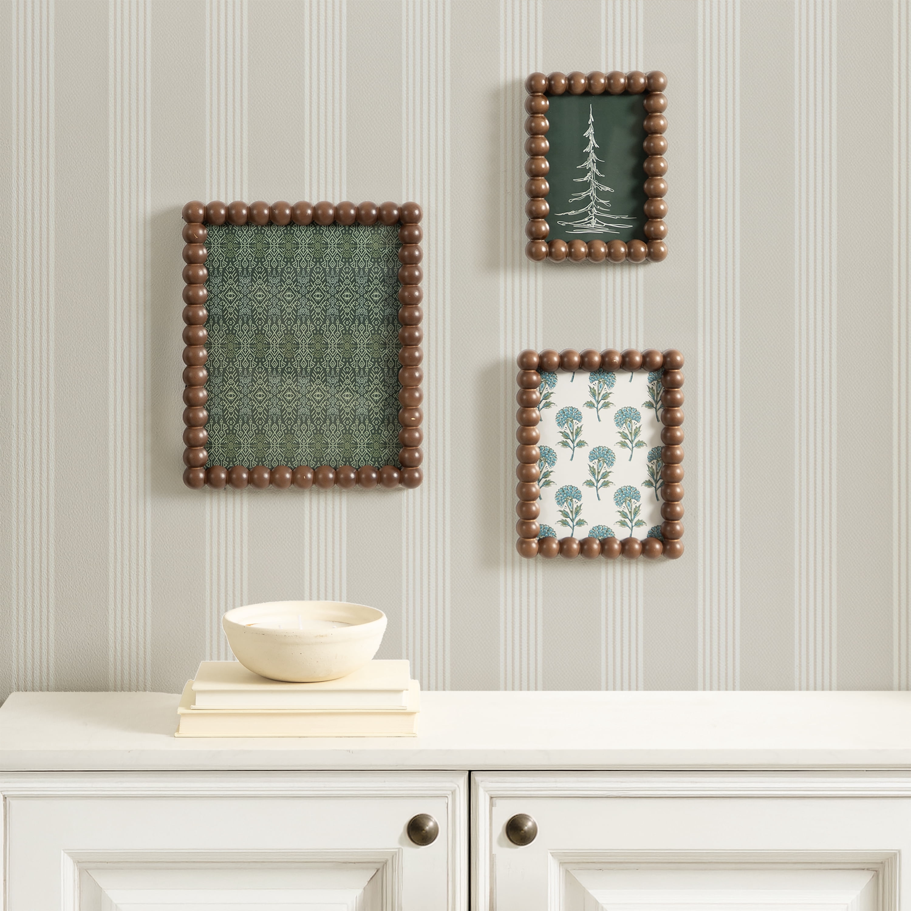 DesignOvation – 5x7 Picture Frame – Beaded Medium Walnut Tabletop Photo Frame