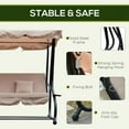 thumbnail image 6 of Outsunny 3-Seat Steel Outdoor Canopy Porch Swing with Cushions and Pillows, Light Brown, 6 of 9