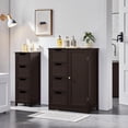 thumbnail image 5 of Large Bathroom Floor Cabinet with 4 Drawers and Single Door Cabinet, Freestanding Storage Cabinet for Living Room Kitchen Hallway, Espresso, 5 of 18