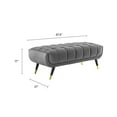 thumbnail image 3 of Accent Chair Bench, Velvet, Grey Gray, Modern Contemporary Urban Design, Living Lounge Room Hotel Lobby Hospitality, 3 of 7