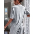thumbnail image 4 of Women Summer V-Neck Dress Summer Short Sleeve Loose Fitted Casual Collared T-Shirt Dress Grey M, 4 of 6