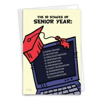NobleWorks Funny Graduation Greeting Card with 5 x 7 Inch Envelope (1 Card) 10 Stages of Senior Year C8875GDG