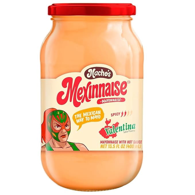 Macho’s Mexinnaise Mexican-Style Mayonnaise Variety Pack – Fuego, Lime & Valentina Flavors – Spicy & Zesty Sandwich and Taco Spread – 3 Pack, 13.5 fl oz Bottles