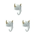 thumbnail image 1 of Decodeary Resin Key Hook Durable And Functional Addition To Home Resin Elephant Head Animal Wall Mounted Hook Animal Head Key Hook White gold (rhino) 3Set, 1 of 6